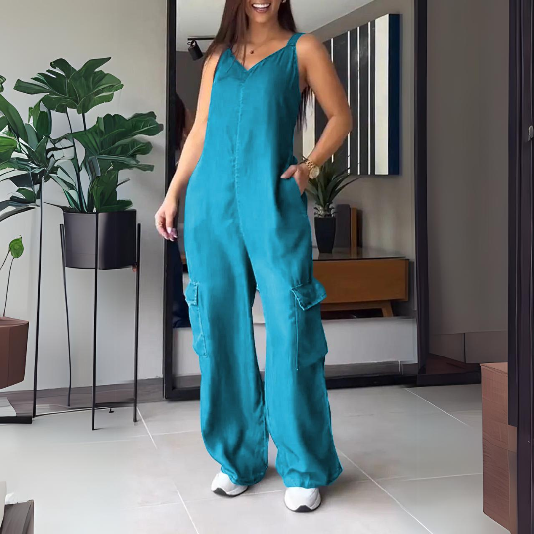 MOLIVIO | Casual Denim Jumpsuit met zakken | 1+1 Gratis