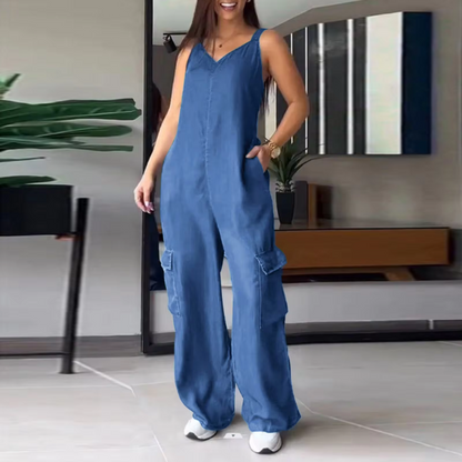 MOLIVIO | Casual Denim Jumpsuit met zakken | 1+1 Gratis